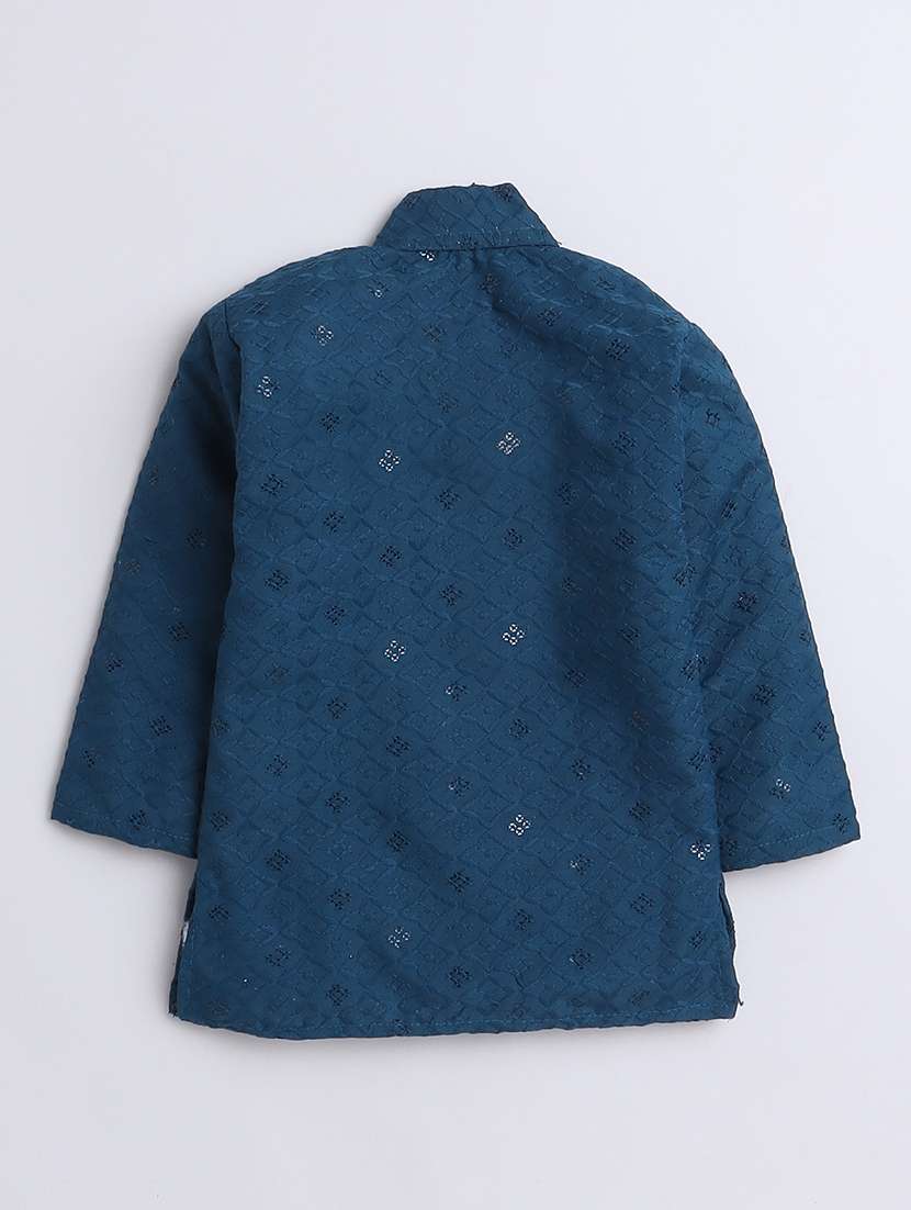 boys embroidered & sequins work kurta and bottom set - 21570444 -  Standard Image - 2