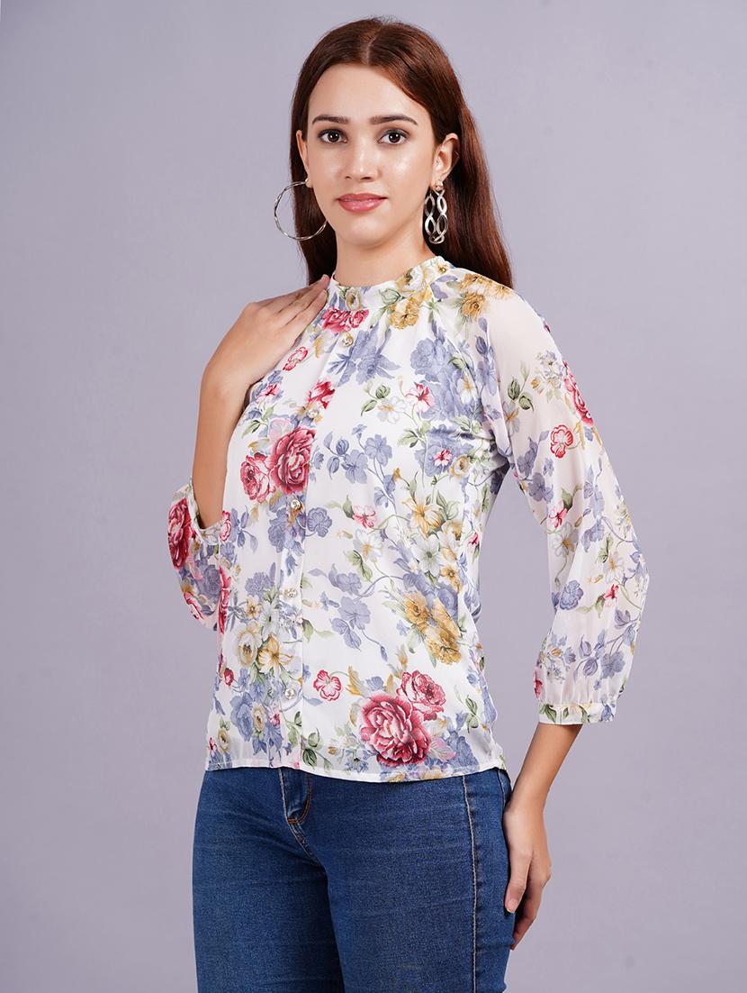 women white floral printed regular top - 21570490 - Standard Image - 2