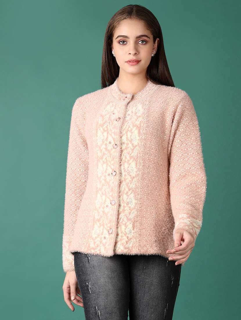 women self design long sleeve cardigan