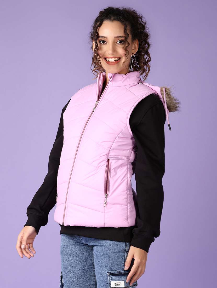 women solid sleeveless quilted jacket - 21570732 -  Standard Image - 2