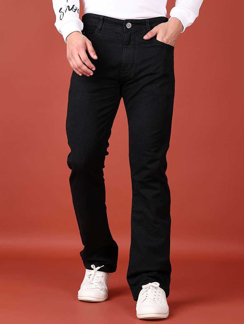 men mid rise plain straight fit jeans