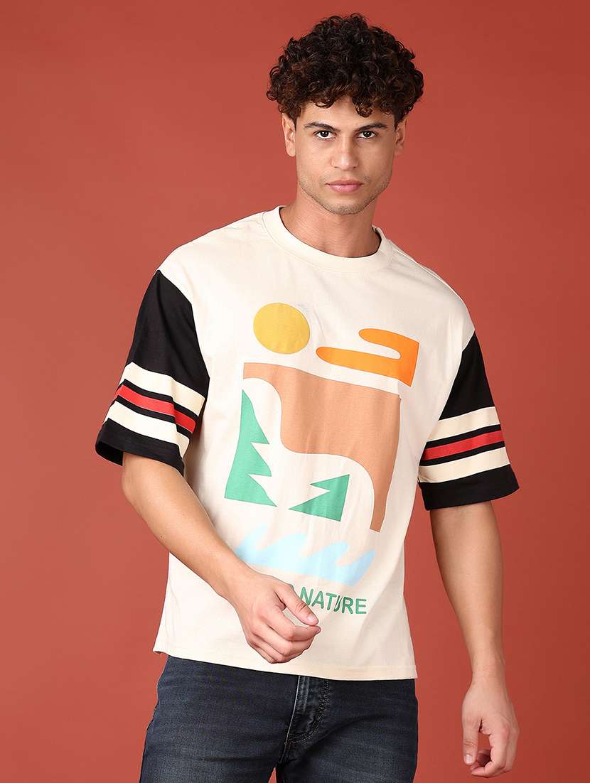 men front print short sleeve t-shirt