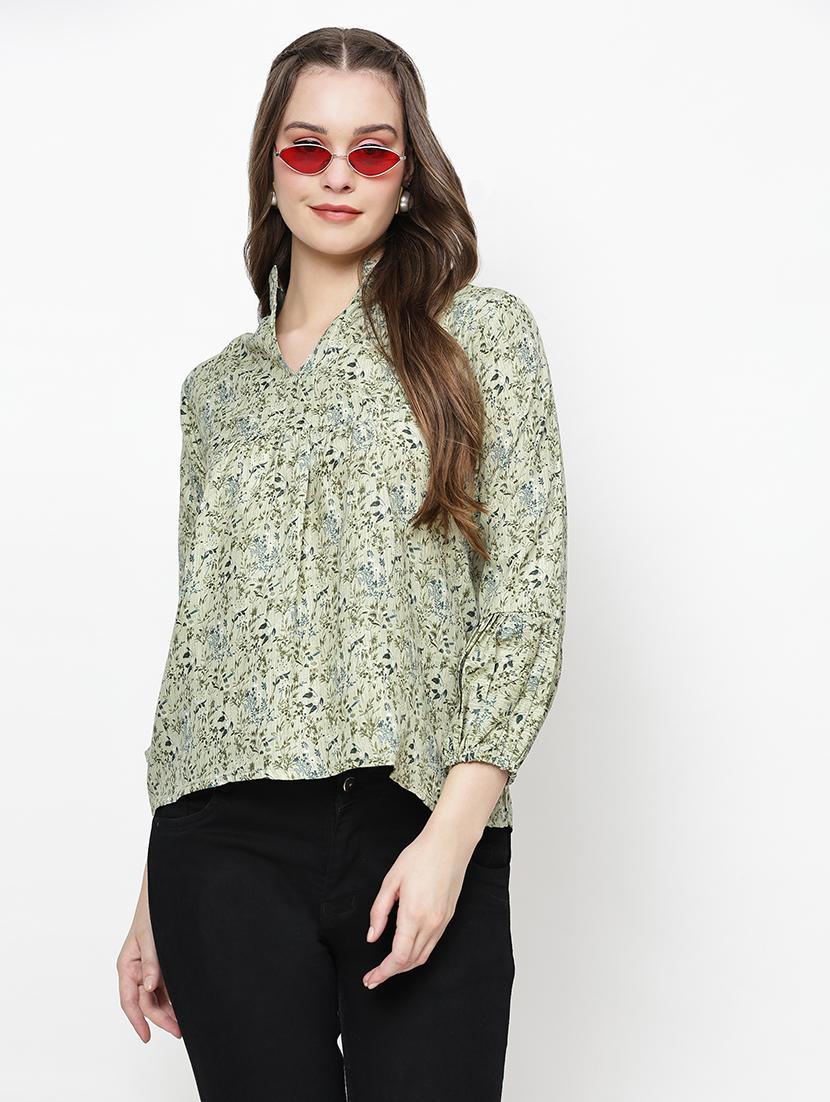 women floral printed mandarin neck top - 21570892 - Standard Image - 2