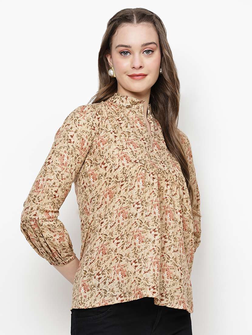 women floral printed mandarin neck top - 21570893 - Standard Image - 2