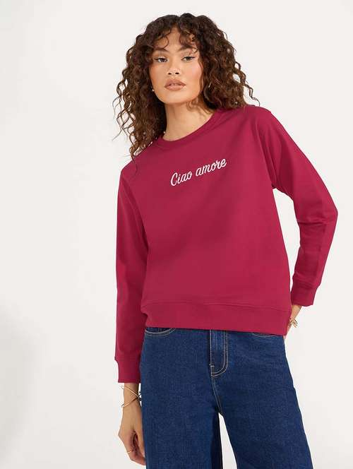 women long sleeved chest print sweatshirt - 21571392 -  Standard Image - 0