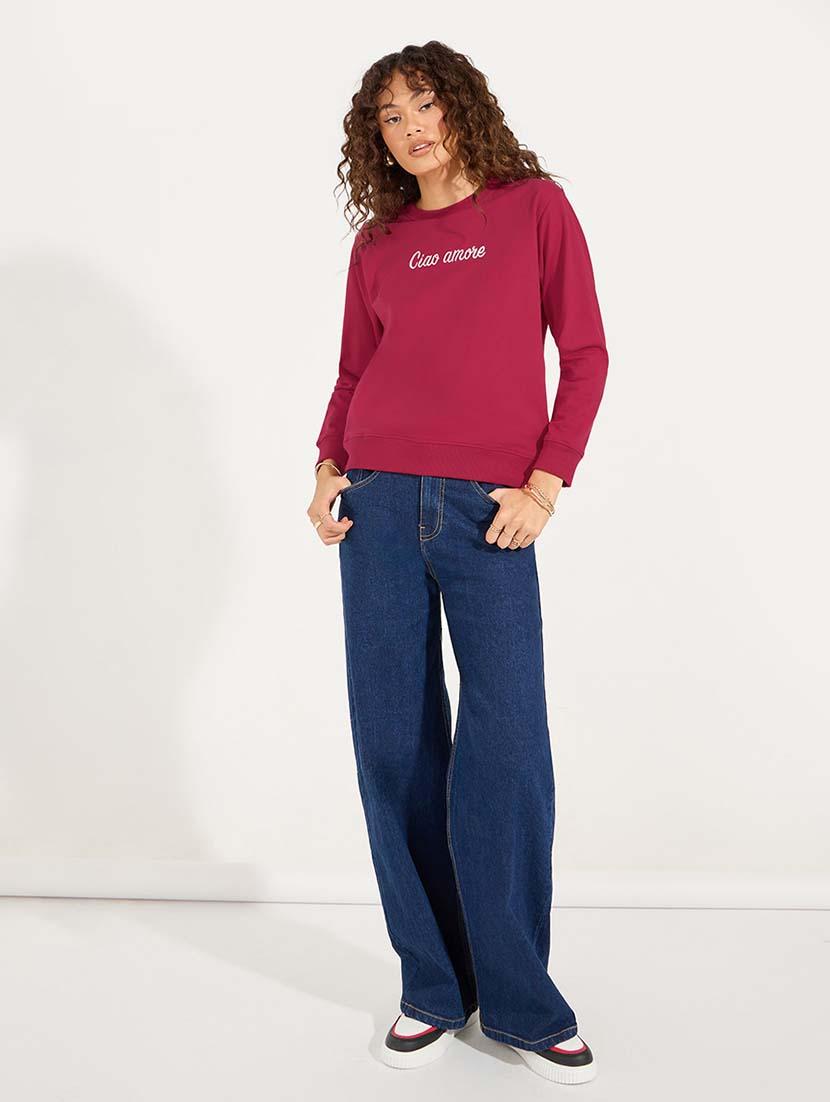 women long sleeved chest print sweatshirt - 21571392 - Standard Image - 2