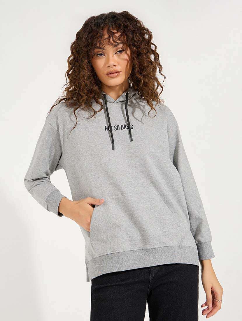 women long sleeved placement print sweatshirt
