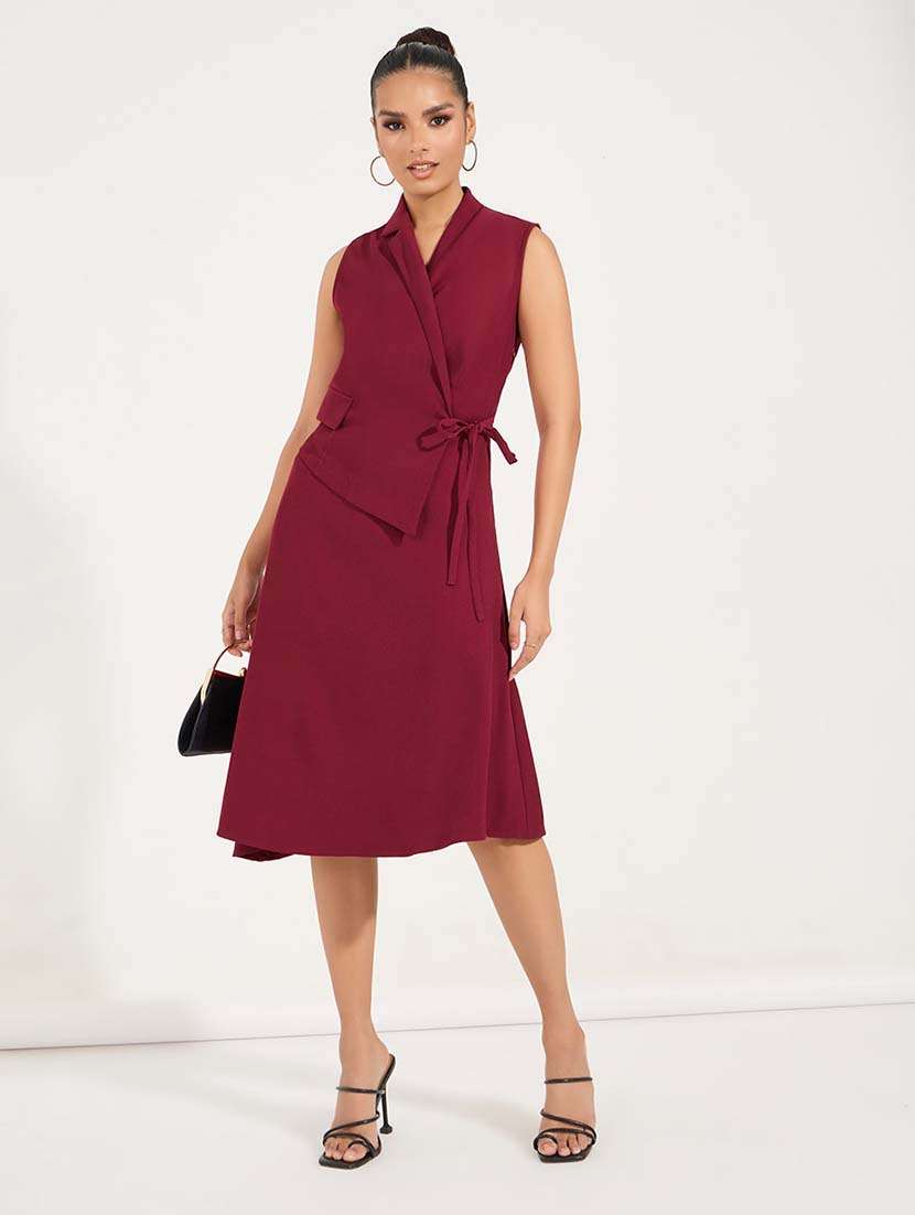 women red solid a-line dress - 21571401 -  Standard Image - 2