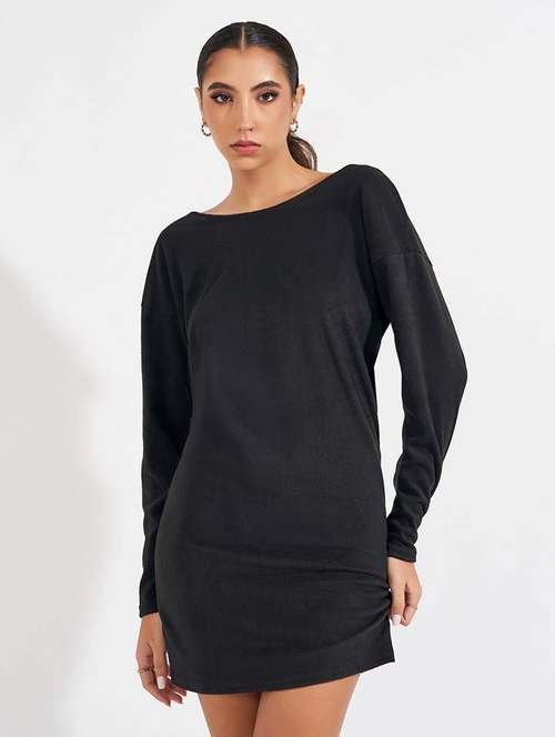 women black solid bodycon dress - 21571406 -  Standard Image - 0