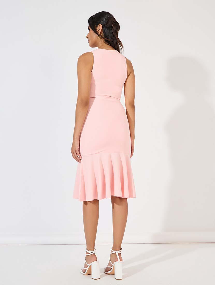 women pink solid tiered dress - 21571410 - Standard Image - 2
