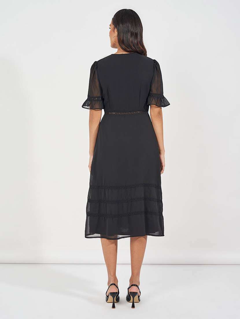 women black solid a-line dress - 21571414 -  Standard Image - 2