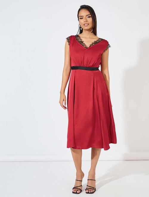 women red solid a-line dress - 21571416 -  Standard Image - 0