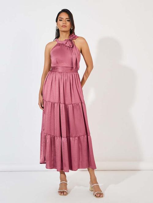 women pink solid tiered dress - 21571423 -  Standard Image - 0