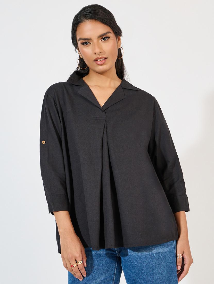 women collared solid regular shirt - 21571458 -  Zoom Image - 0