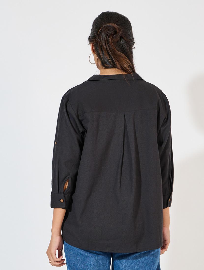 women collared solid regular shirt - 21571458 - Standard Image - 2