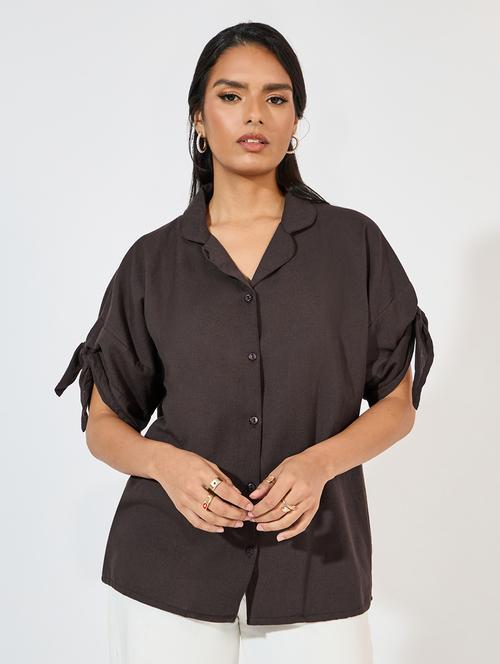 women collared solid regular shirt - 21571460 - Standard Image - 0