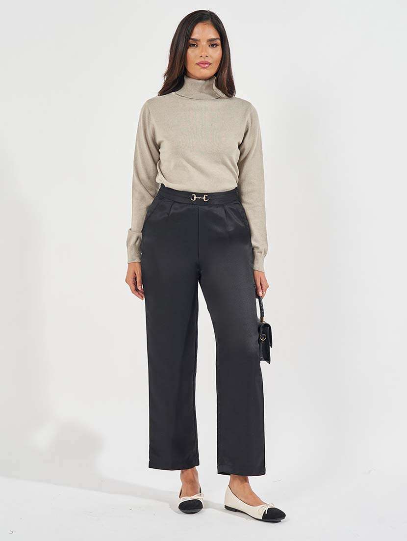 women mid-rise solid wide leg trouser - 21571461 -  Standard Image - 2