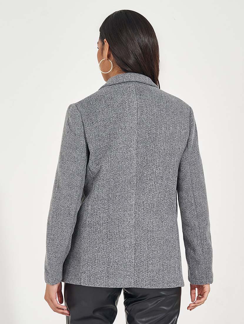 women grey solid double breasted blazer - 21571469 - Standard Image - 2