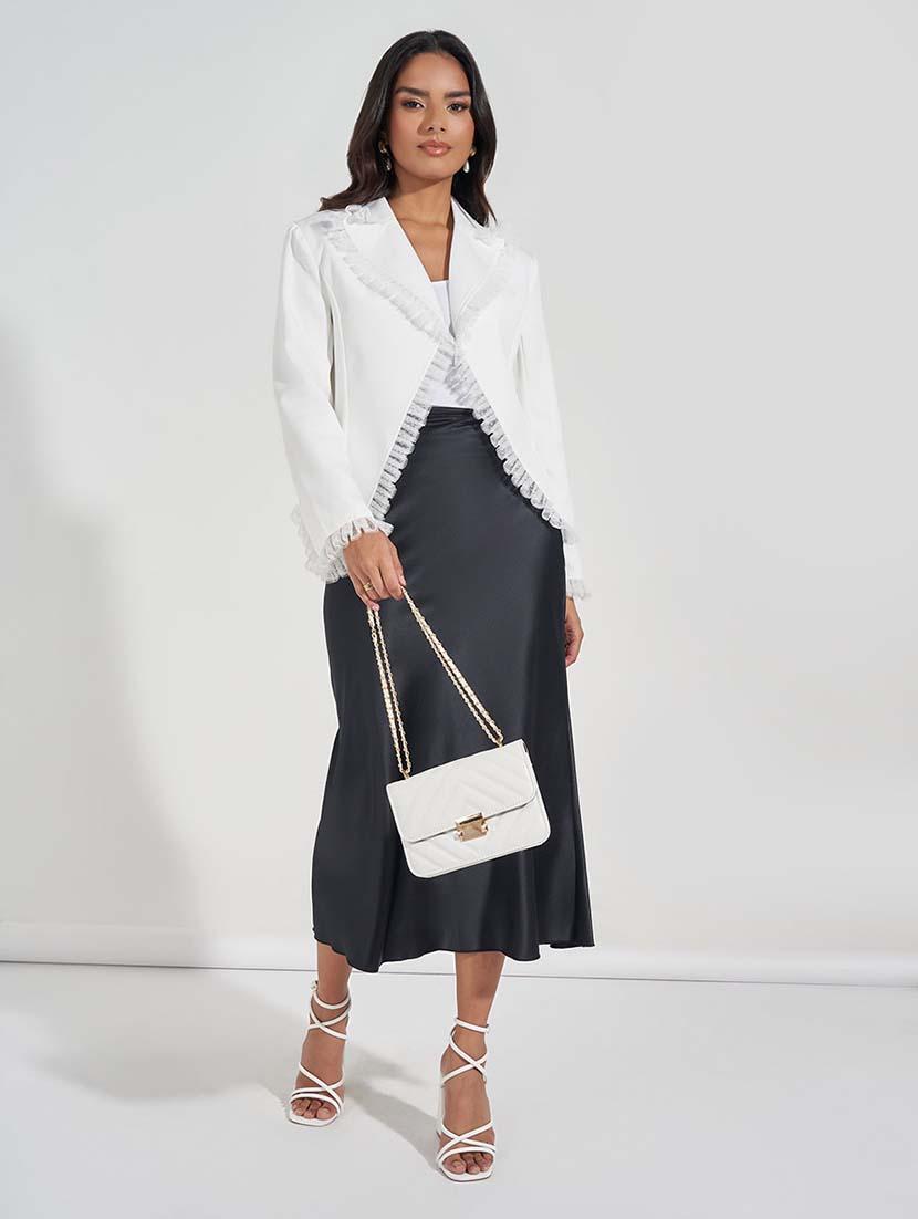 women white solid casual blazer - 21571471 - Standard Image - 2