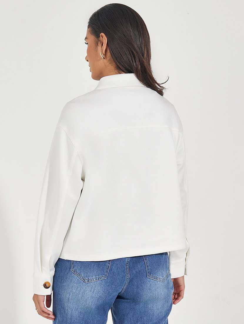 women white solid regular shacket - 21571477 -  Standard Image - 2