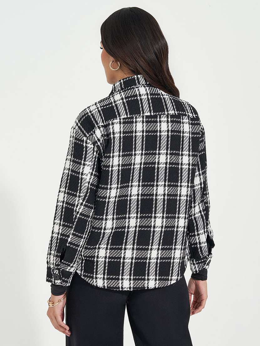 women black checkered regular shacket - 21571479 - Standard Image - 2