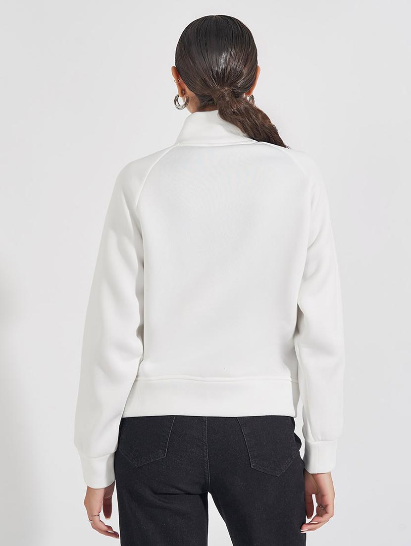 women cream solid long sleeve jacket - 21571484 - Standard Image - 2