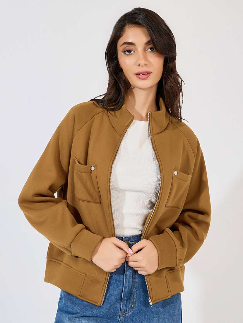 women long sleeve solid regular jacket - 21571493 -  Zoom Image - 0