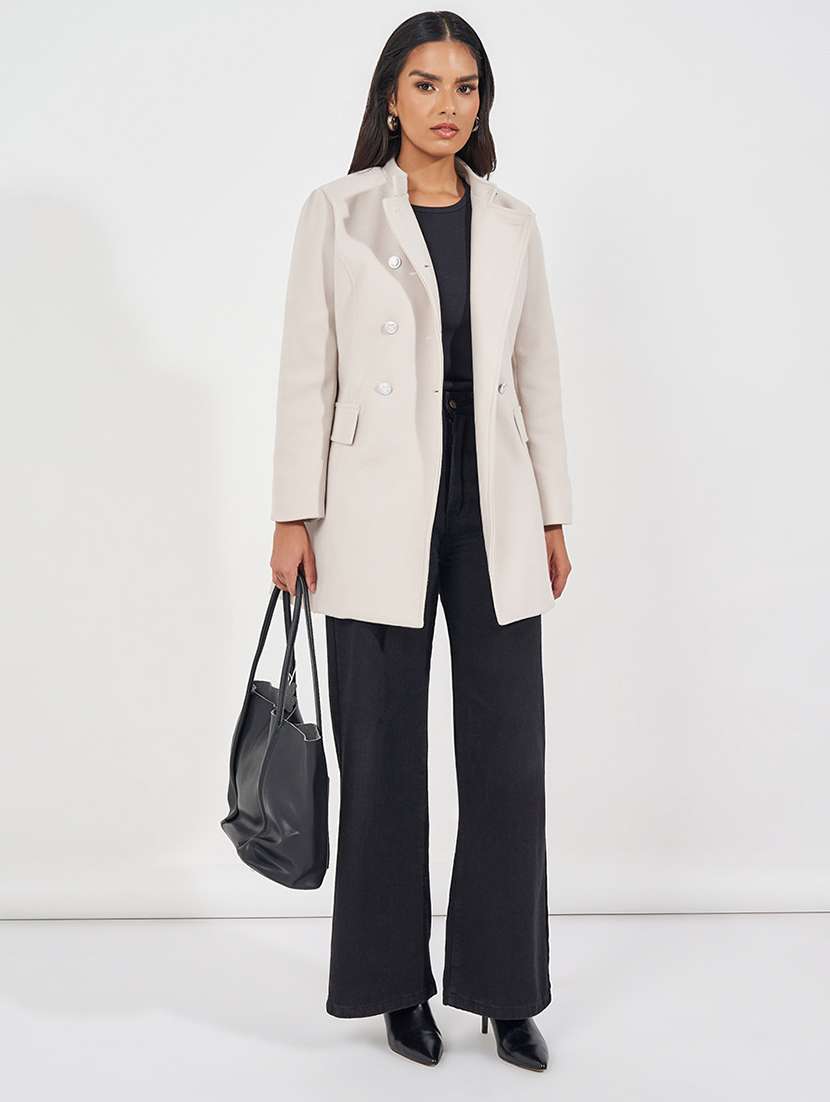 women beige solid overcoat  - 21571494 -  Standard Image - 2