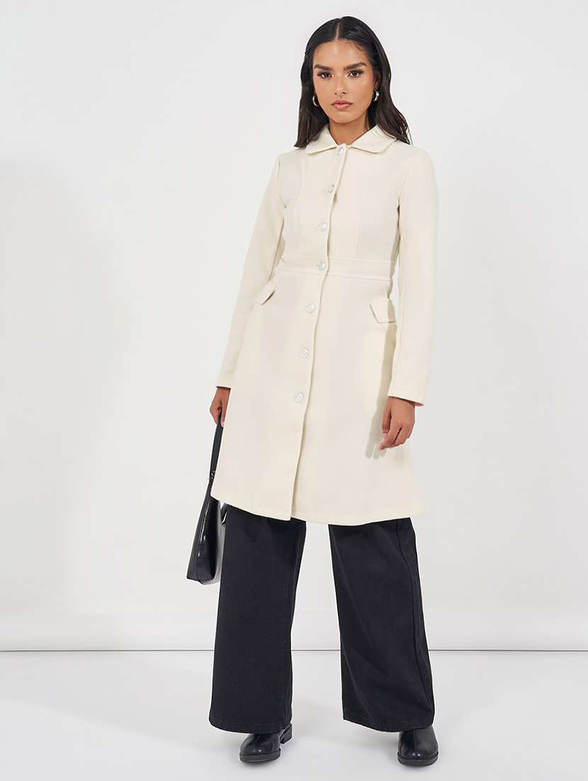 women full sleeve solid overcoat  - 21571495 -  Standard Image - 2