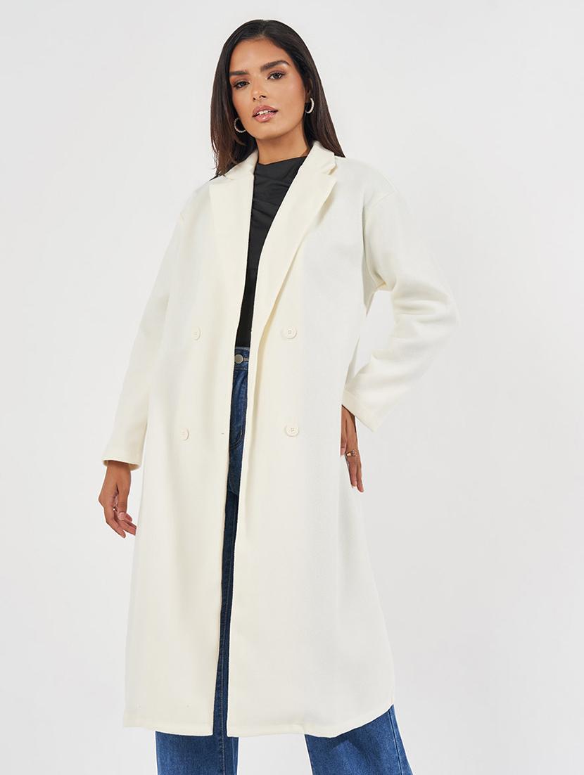 women off-white solid overcoat - 21571499 - Standard Image - 2