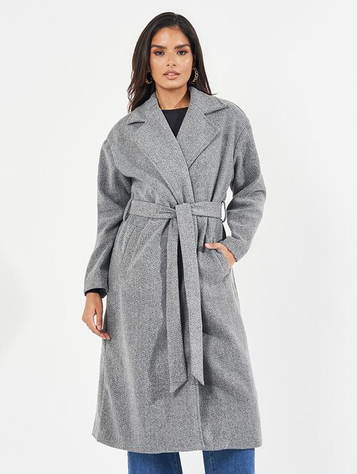 women full sleeve solid overcoat - 21571508 - Standard Image - 0
