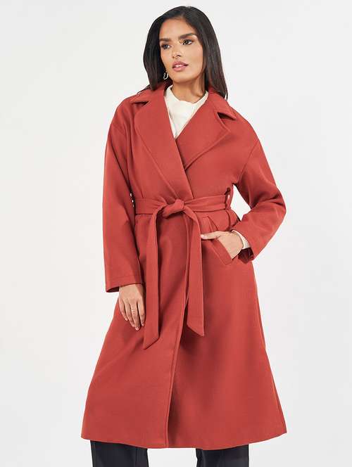 women full sleeve solid overcoat - 21571509 - Standard Image - 0