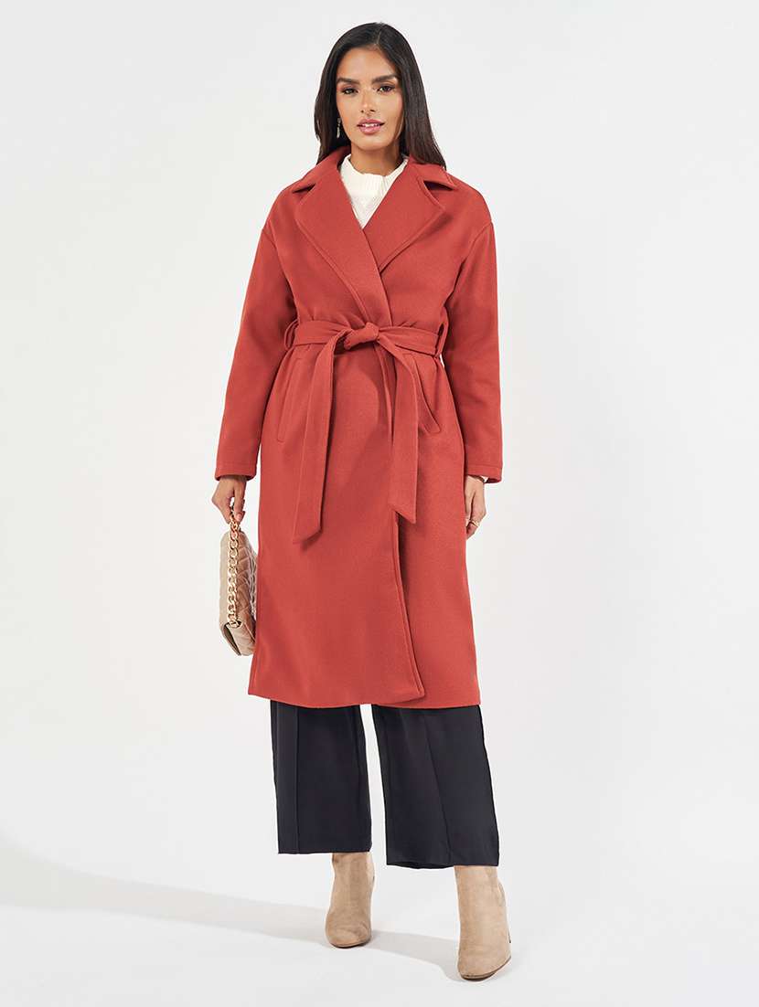 women full sleeve solid overcoat - 21571509 - Standard Image - 2