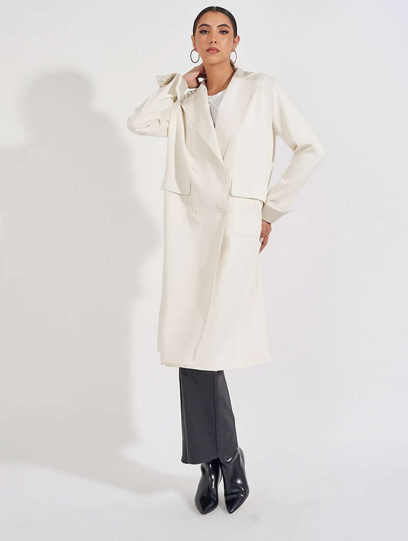 women full sleeve solid overcoat 