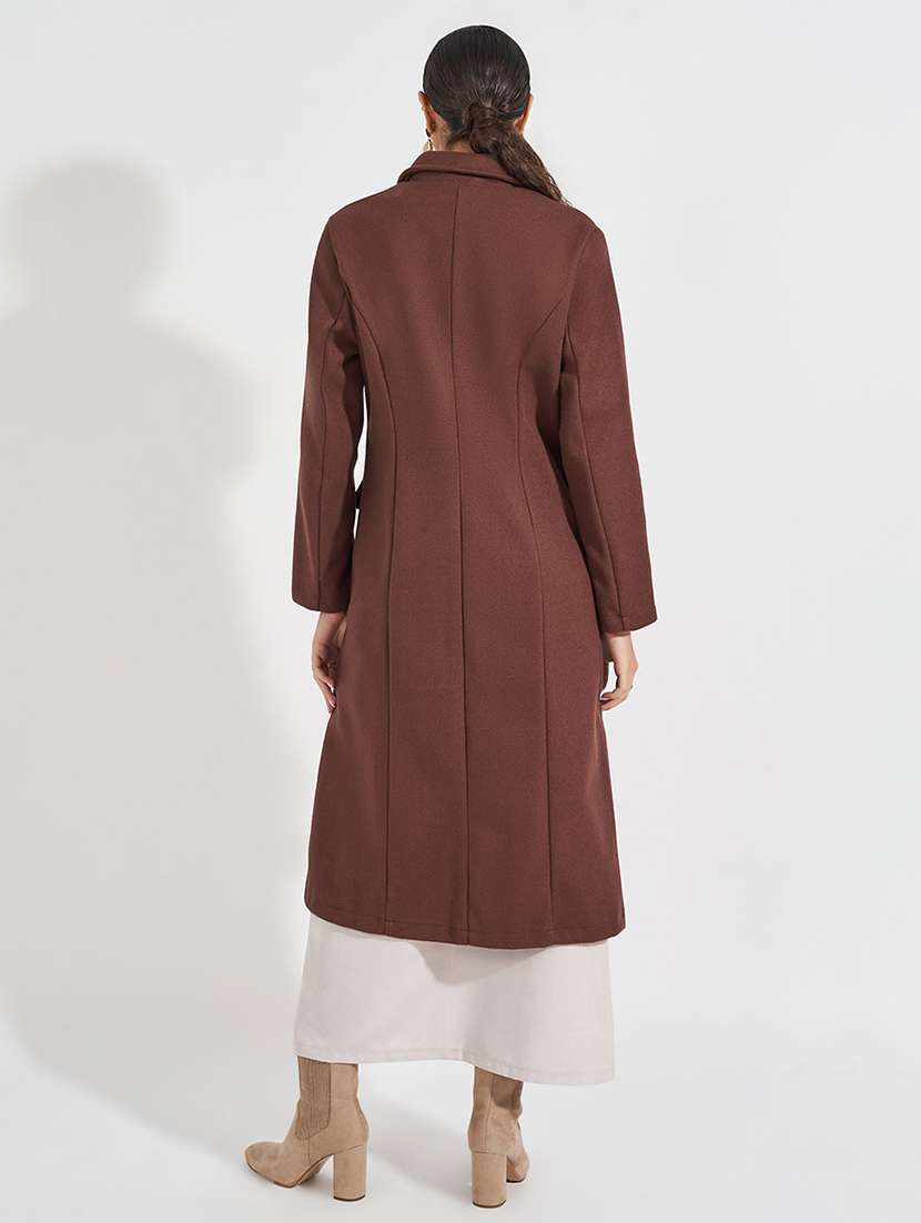 women full sleeve solid overcoat - 21571514 - Standard Image - 2