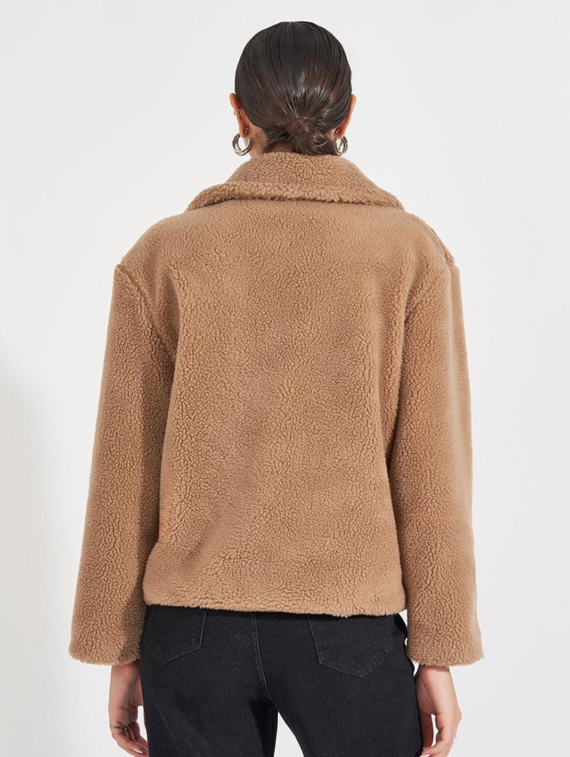 women full sleeve solid overcoat coat - 21571520 - Standard Image - 2