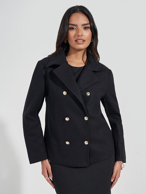 women black full sleeve solid coat - 21571523 - Standard Image - 0
