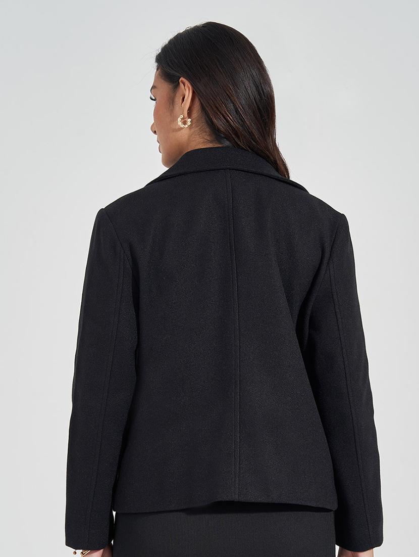 women black full sleeve solid coat - 21571523 - Standard Image - 2