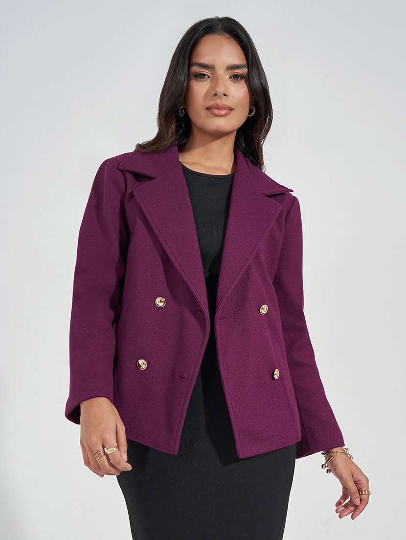 women full sleeve solid overcoat - 21571524 - Zoom Image - 0