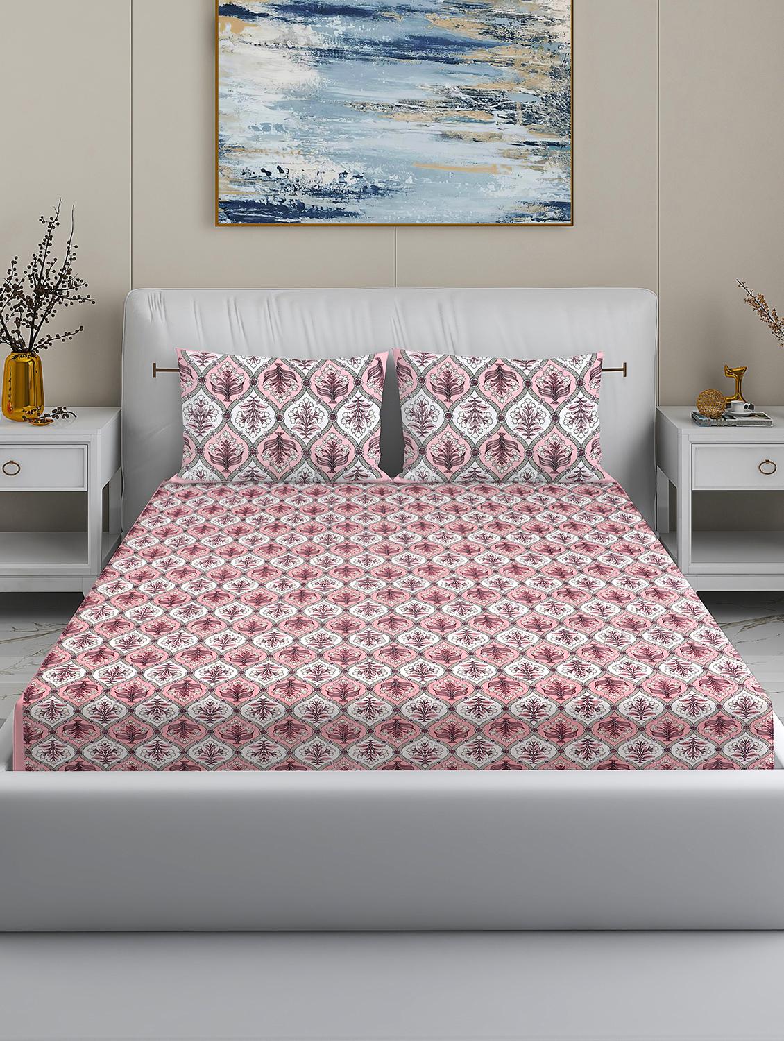 modefe 144 tc cotton 1 king bedsheet with 2 pillow covers - 21571552 -  Zoom Image - 0
