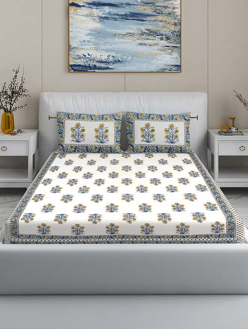 modefe 144 tc cotton 1 king bedsheet with 2 pillow covers - 21571565 -  Standard Image - 0