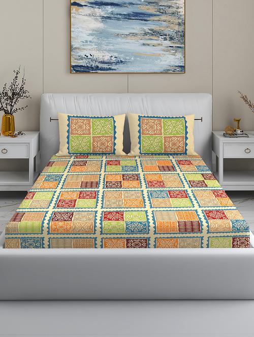 modefe 144 tc cotton 1 king bedsheet with 2 pillow covers - 21571574 - Standard Image - 0