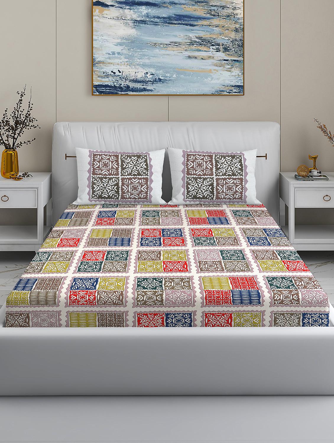 modefe 144 tc cotton 1 king bedsheet with 2 pillow covers - 21571576 - Zoom Image - 0