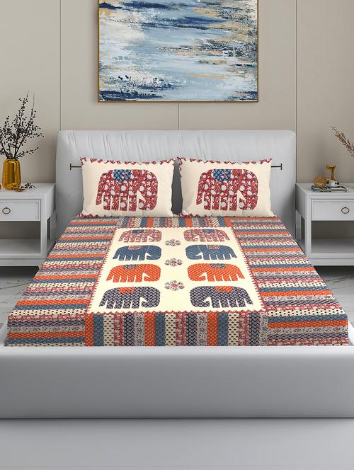 modefe 144 tc cotton 1 king bedsheet with 2 pillow covers - 21571578 -  Standard Image - 0