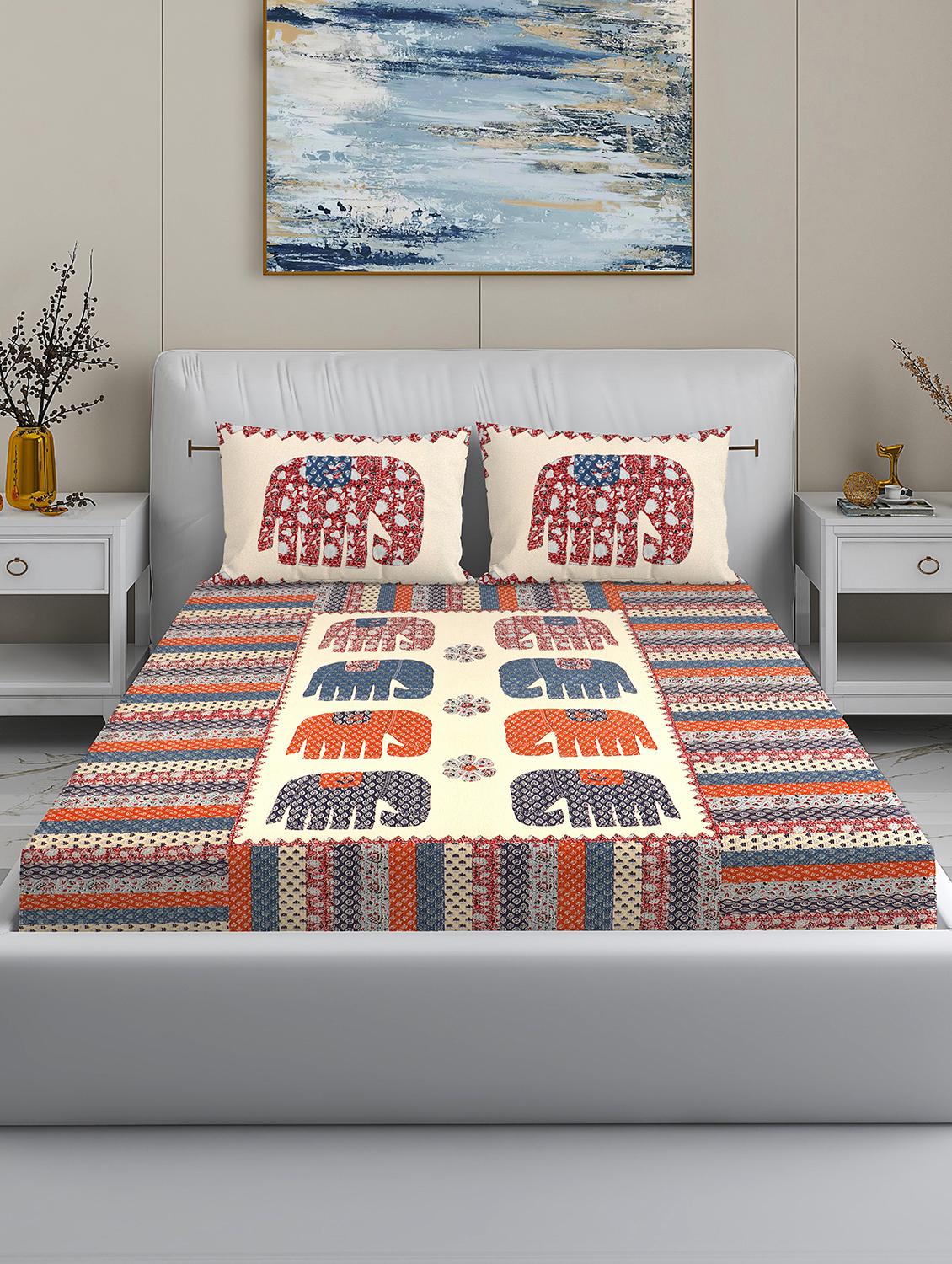modefe 144 tc cotton 1 king bedsheet with 2 pillow covers - 21571578 -  Zoom Image - 0
