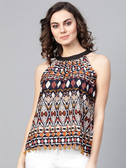 women halter neck printed regular top - 21571614 - Standard Image - 0