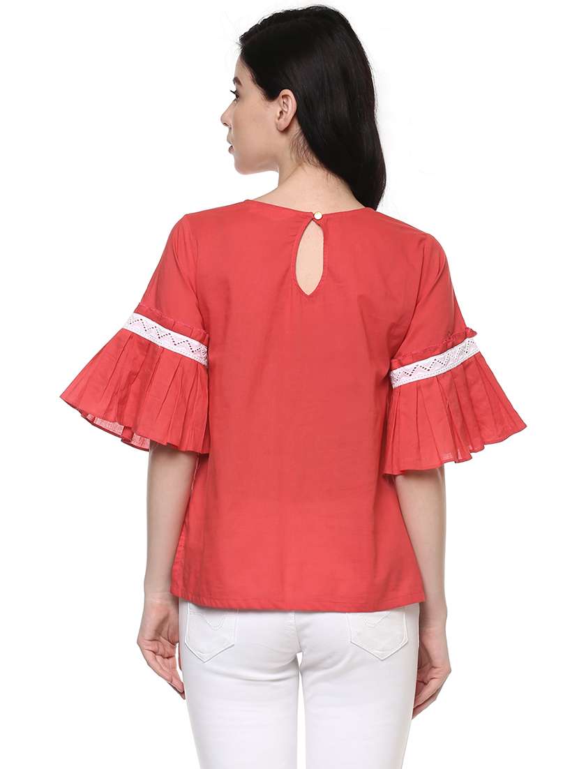 women coral solid regular top - 21571618 - Standard Image - 2