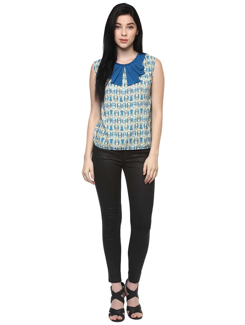 women beige printed regular top - 21571619 - Standard Image - 2