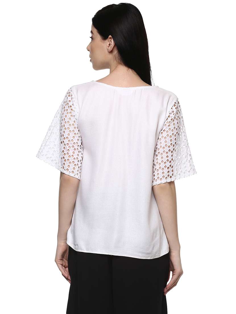 women white solid regular top - 21571622 -  Standard Image - 2