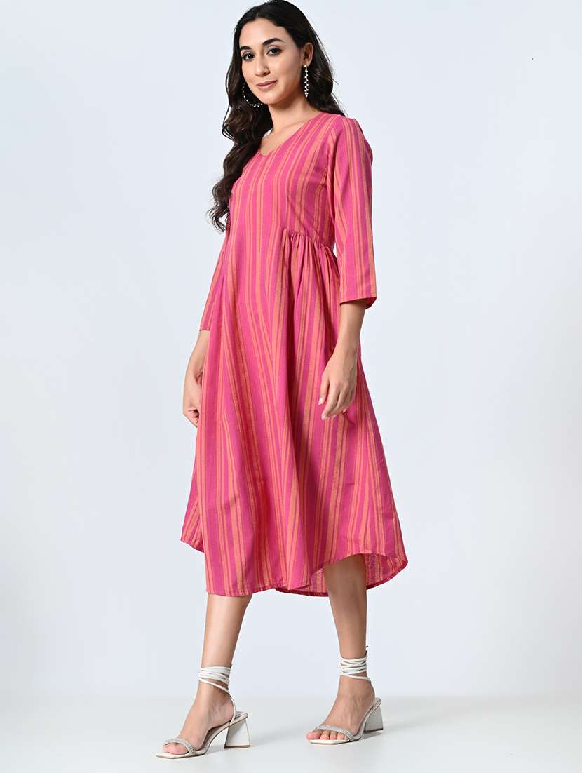 women pink stripes a-line dress - 21571971 -  Standard Image - 2